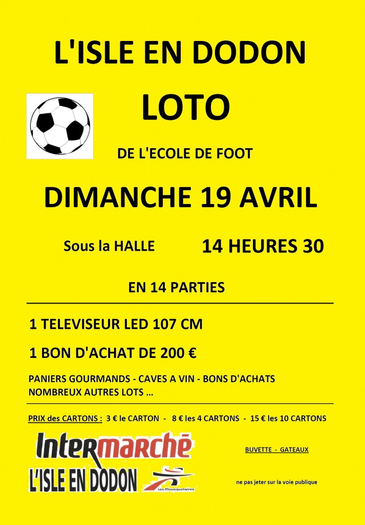 LOTO ECOLE DE FOOT L'ISLE EN DODON 19 04 2015