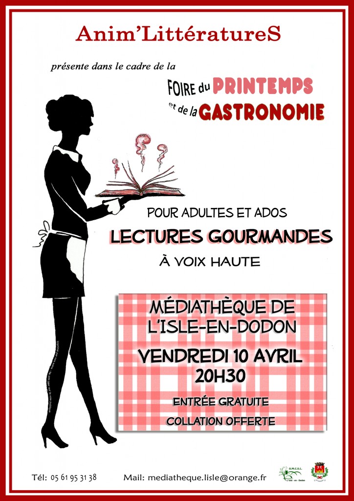 affiche lectures gourmandes L'Isle encadrée foire rouge