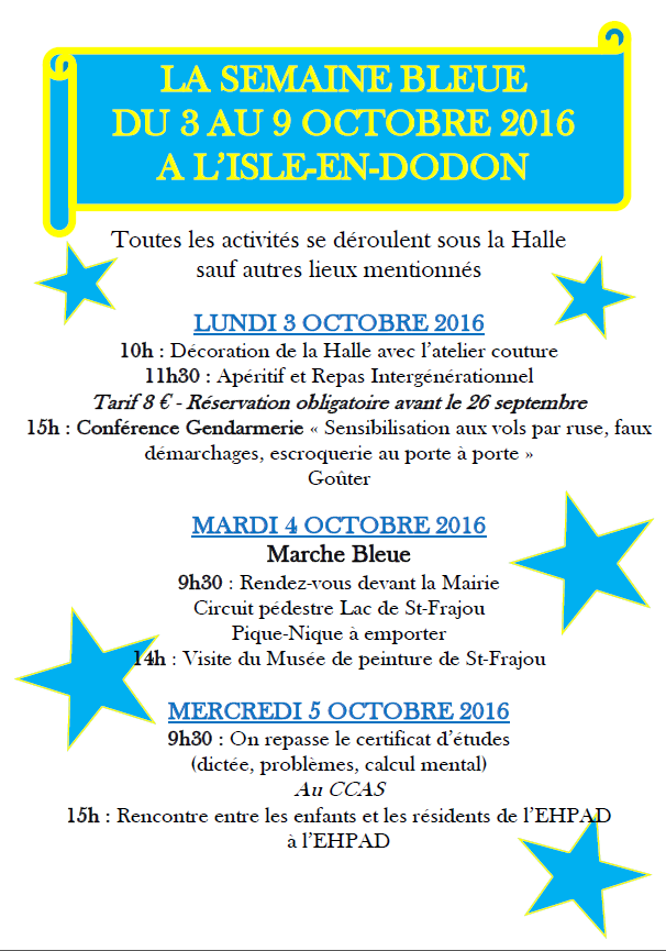 semaine bleue l'isle en dodon