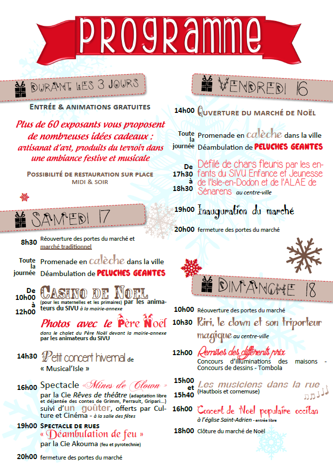 programme marché de noël