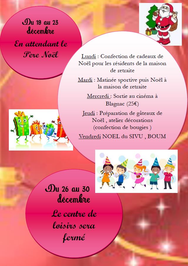 programme 3/6 ans SIVU vacances noël 2016