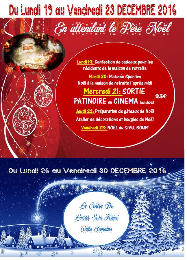 Programme SIVU 6-11 ans vacances de Noël 2016