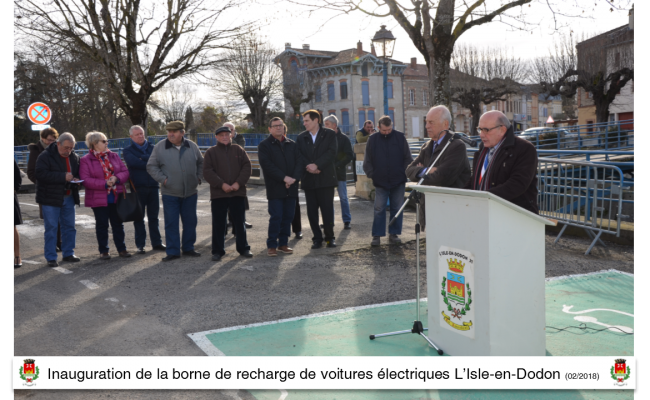 Inauguration borne de recharge de voiture électrique l'isle en dodon