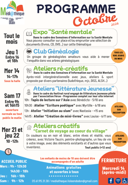Prog octobre